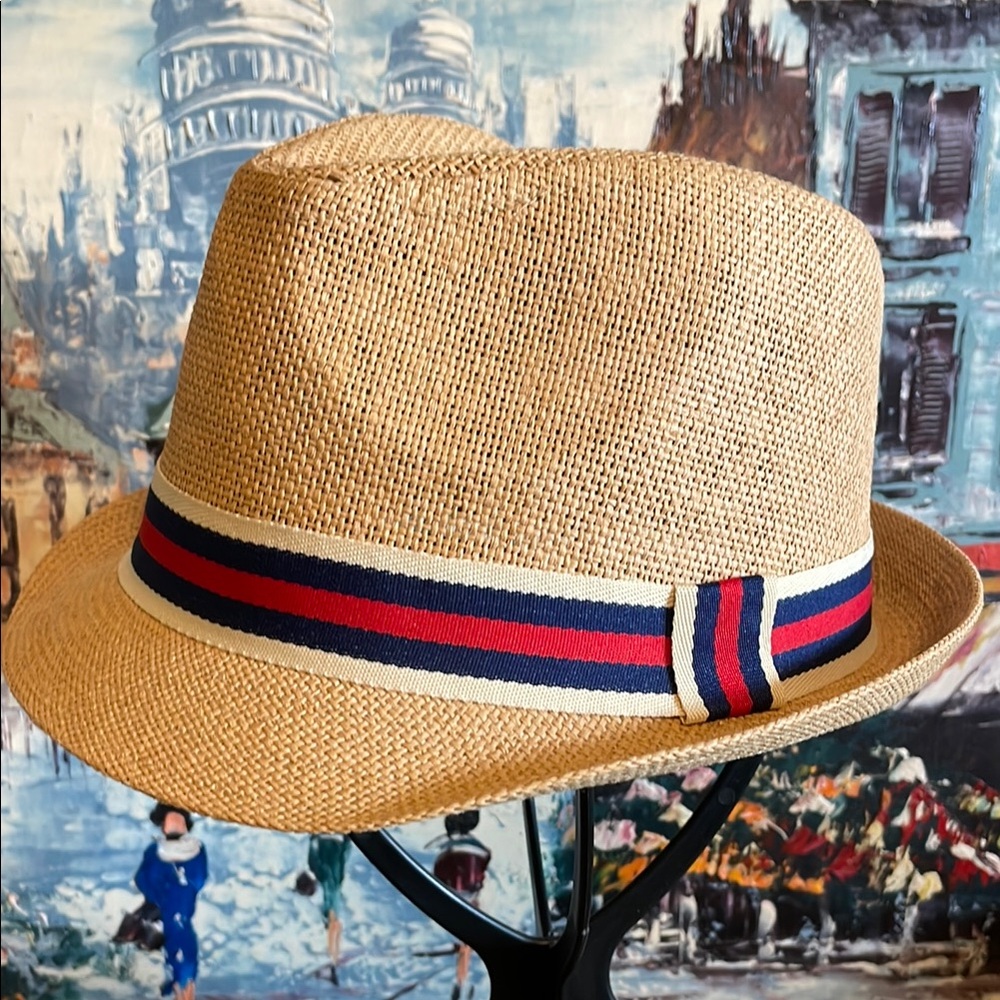Westend Tan Packable UNISEX Fedora Navy Red Tan Band S/M